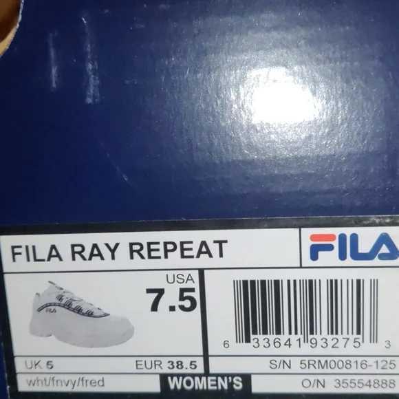 Fila Women's Fila-Ray-Repeat Size 7.5 Color White/fila Navy - Picture 9 of 9